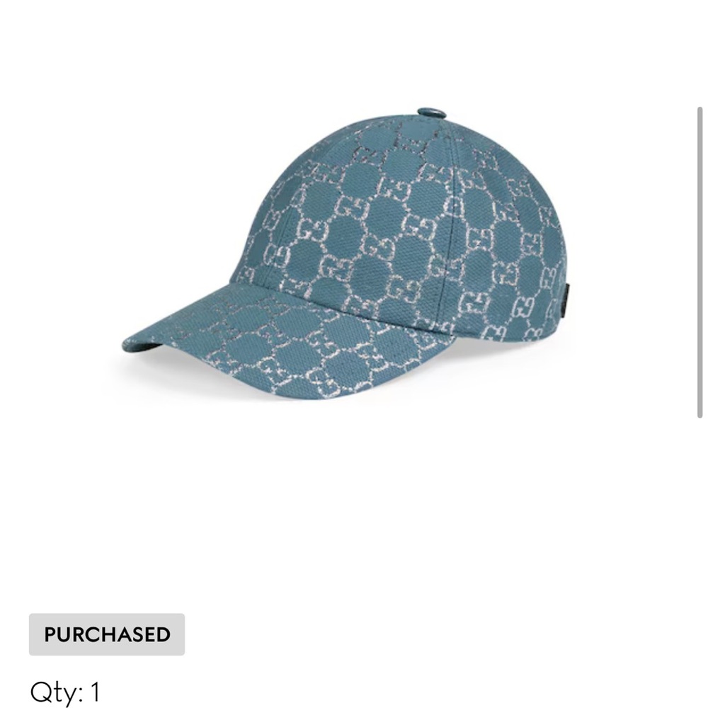 Gucci GG Lamé Baseball Hat – Light Blue & White (Size L)